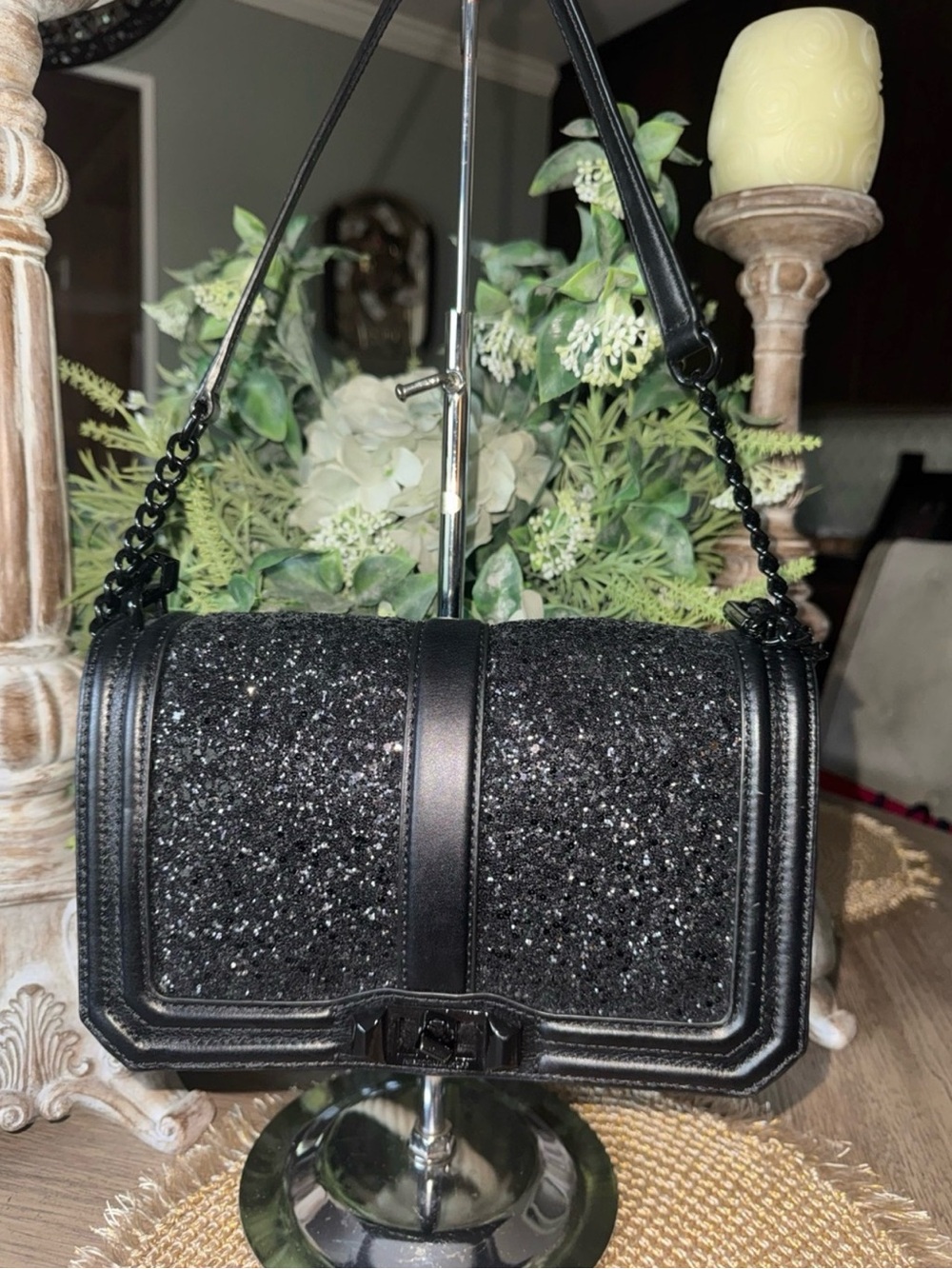Rebecca Minkoff Black Glitter Shoulder Bag